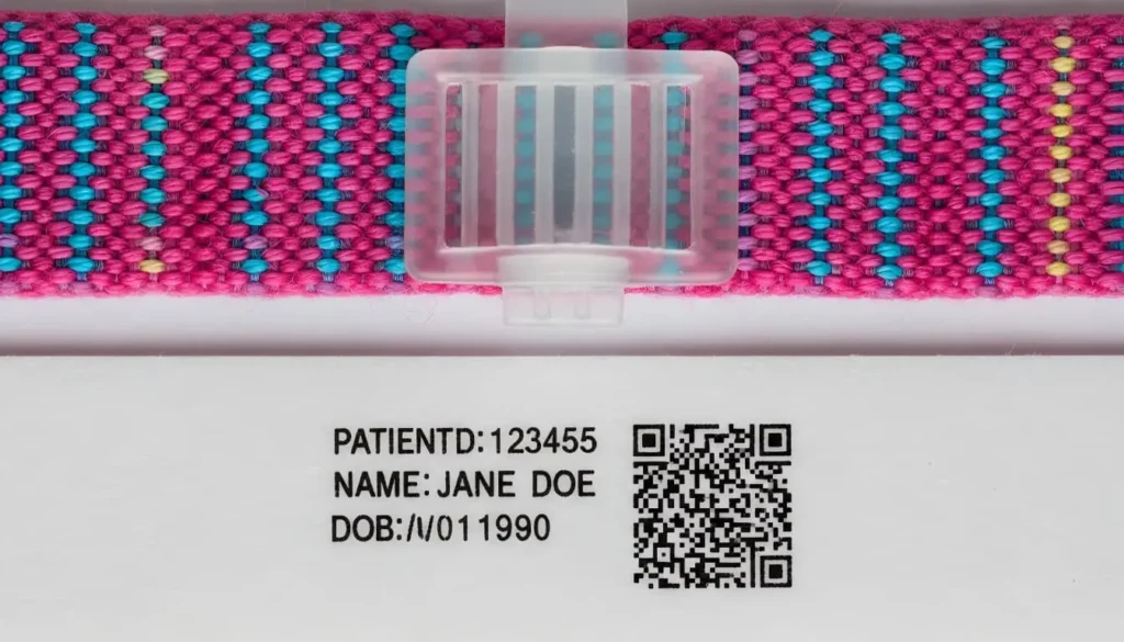 Side-by-side comparison of decorative event wristbands and functional medical ID wristbands, highlighting differences in design, material durability, and information display for patient identification versus event access.
