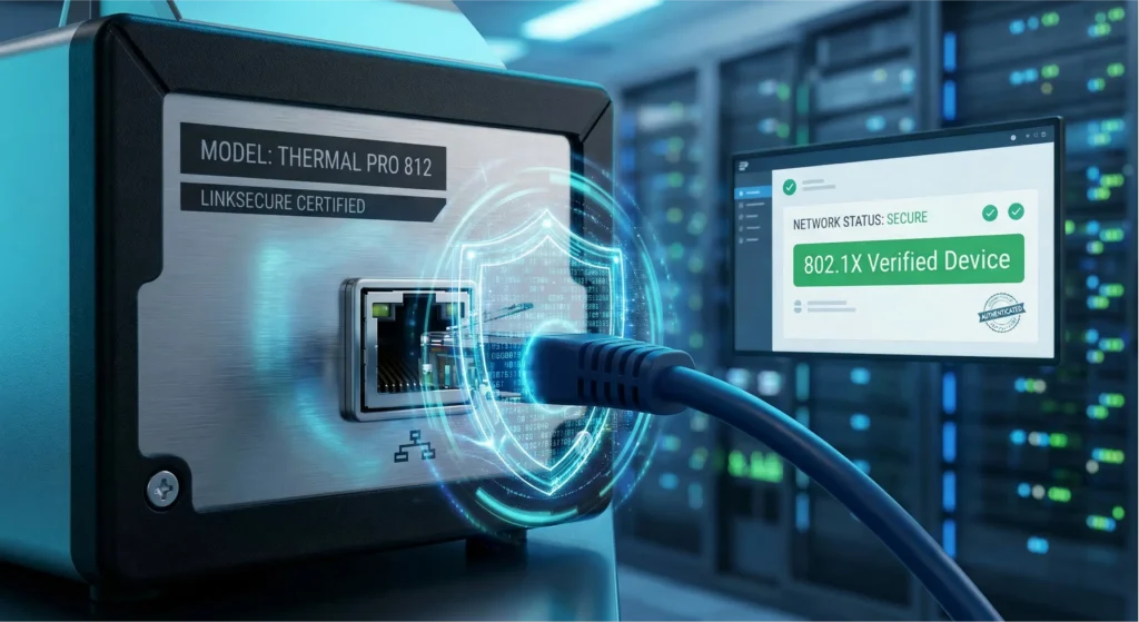 Secure clinical network integration using 802.1X authentication for medical thermal printers to prevent unauthorized device access.